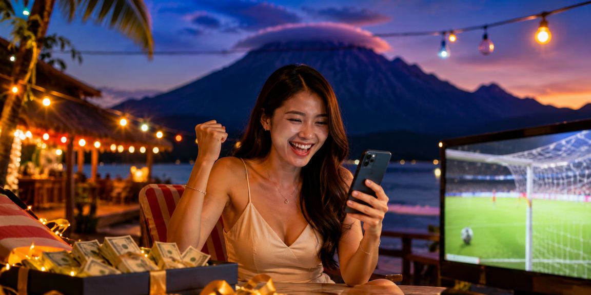 Pengguna mengakses loteri dalam talian melalui telefon di Sabah Malaysia